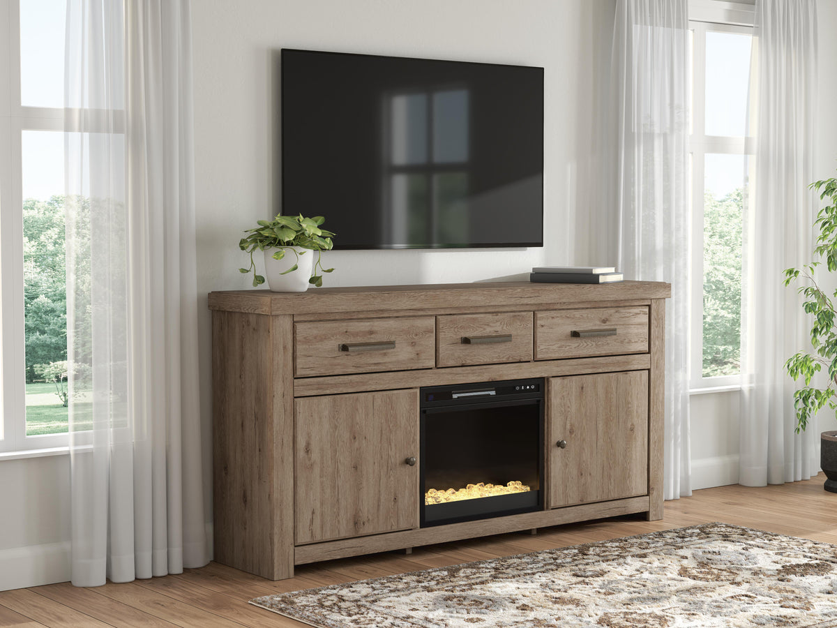 Hoover Furniture Outlet - Ashley Furniture - Garistyn 73" TV Stand with Electric Fireplace - 73" TV Stand with Electric Fireplace - W2844W4