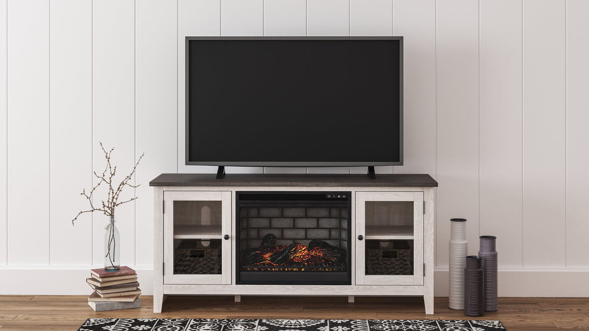 Hoover Furniture Outlet - Ashley Furniture - Dorrinson 60" TV Stand with Electric Fireplace - 60" TV Stand with Electric Fireplace / Two-tone - W287W3