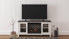 Hoover Furniture Outlet - Ashley Furniture - Dorrinson 60" TV Stand with Electric Fireplace - 60" TV Stand with Electric Fireplace / Two-tone - W287W3