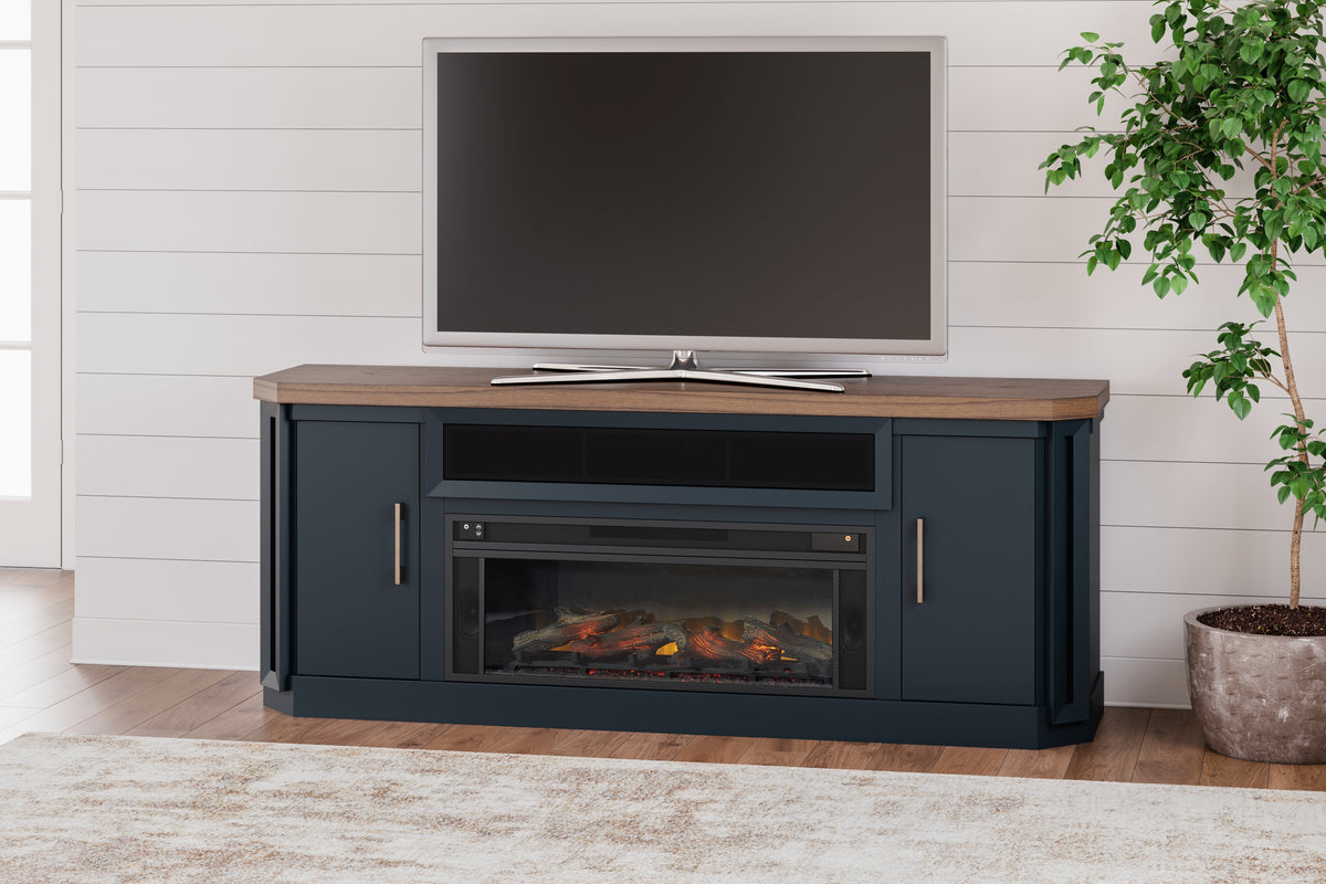Hoover Furniture Outlet - Ashley Furniture - Landocken 83" TV Stand - 83" / Brown/Blue - W402-68
