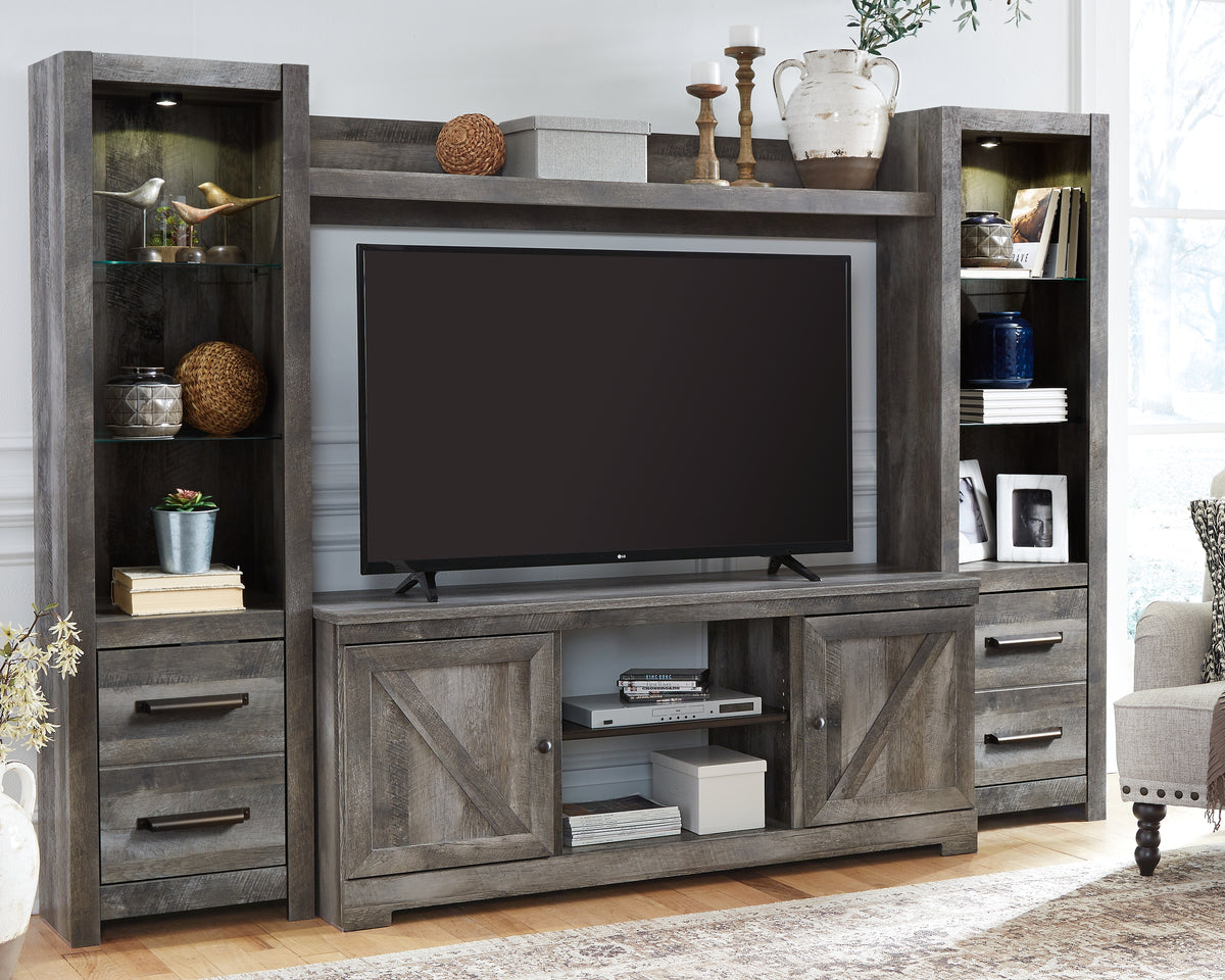 Hoover Furniture Outlet - Ashley Furniture - Wynnlow 4-Piece Entertainment Center - 4-Piece Entertainment Center / Gray - W440W2