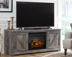 Hoover Furniture Outlet - Ashley Furniture - Wynnlow 63" TV Stand with Electric Fireplace - 63" TV Stand with Electric Fireplace / Gray - W440W9