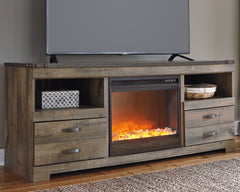 Hoover Furniture Outlet - Ashley Furniture - Trinell 63" TV Stand with Electric Fireplace - 63" TV Stand with Electric Fireplace / Brown - W446W5
