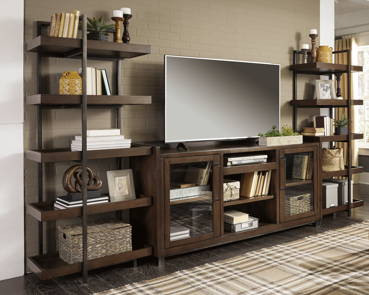 Hoover Furniture Outlet - Ashley Furniture - Starmore 3-Piece Entertainment Center - 3-Piece Entertainment Center / Brown/Gunmetal - W633W1