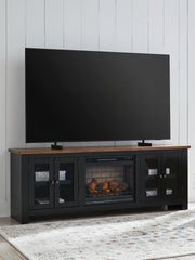 Hoover Furniture Outlet - Ashley Furniture - Wildenauer 76" TV Stand with Electric Fireplace - 76" TV Stand with Electric Fireplace / Brown/Black - W664W1