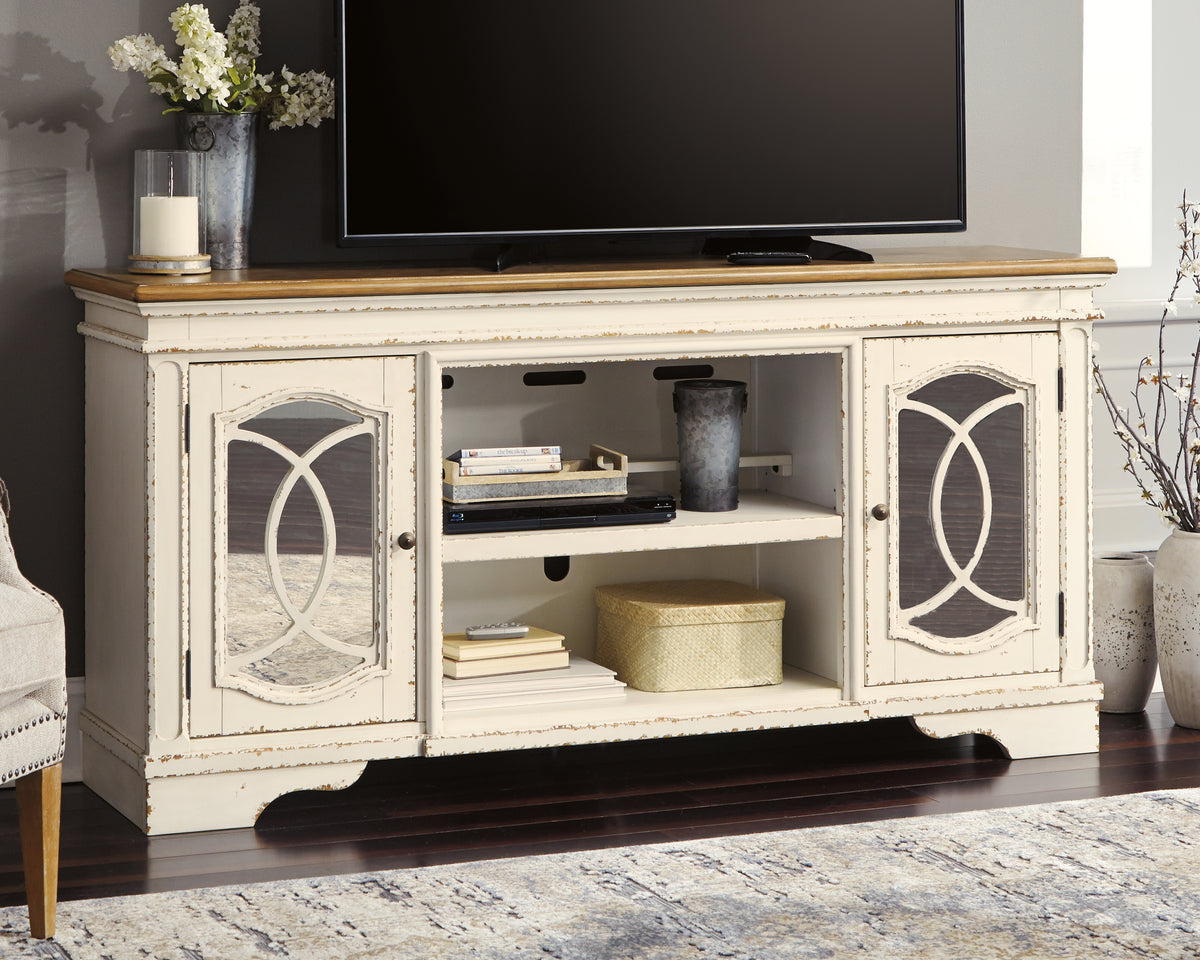 Hoover Furniture Outlet - Ashley Furniture - Realyn 74" TV Stand - 74" / Chipped White - W743-68
