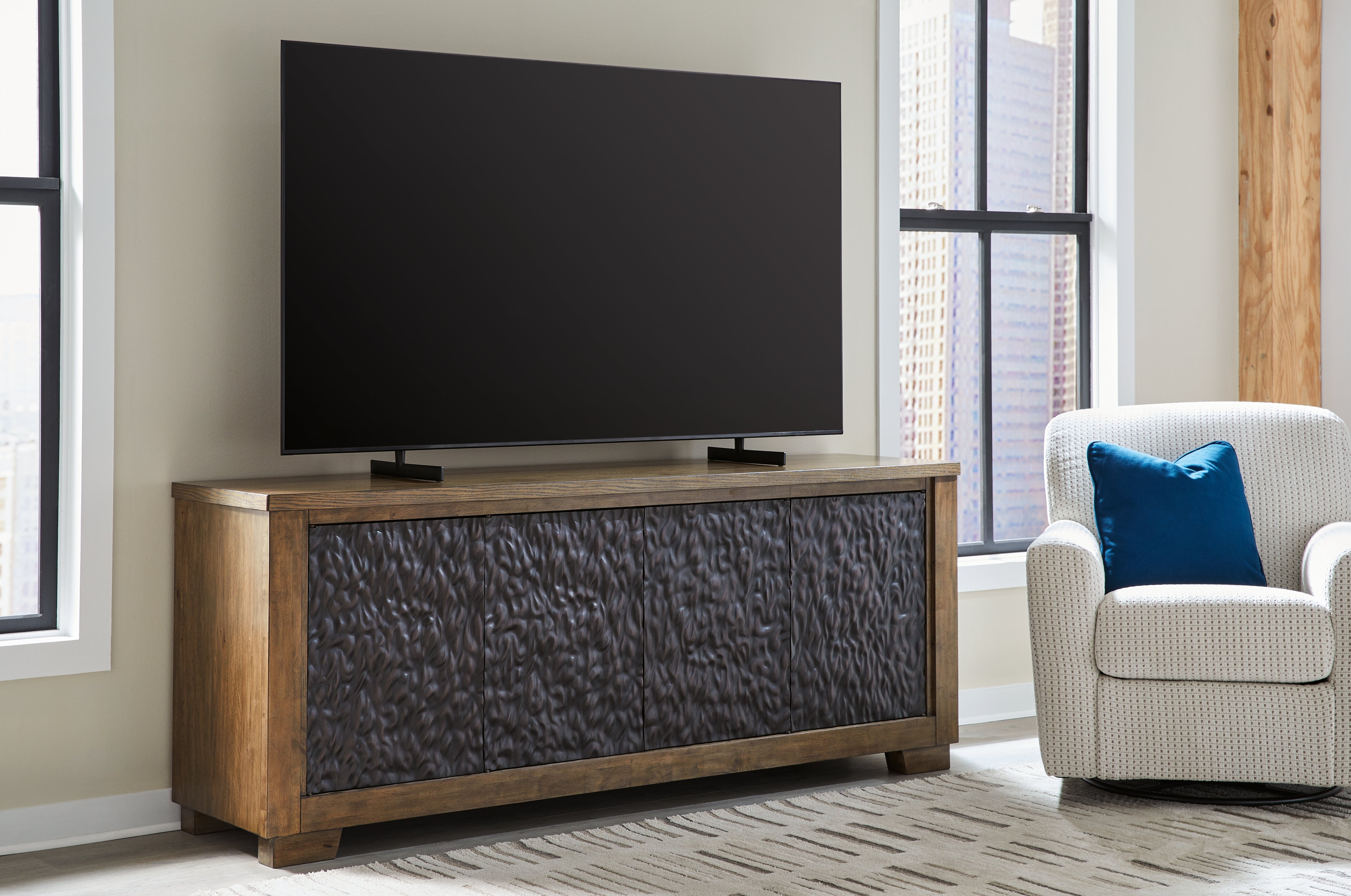 Hoover Furniture Outlet - Ashley Furniture - Rosswain 80" TV Stand - 80" - W763-68