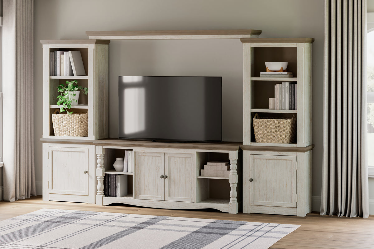 Hoover Furniture Outlet - Ashley Furniture - Havalance 4-Piece Entertainment Center - 4-Piece Entertainment Center / Two-tone - W814W1