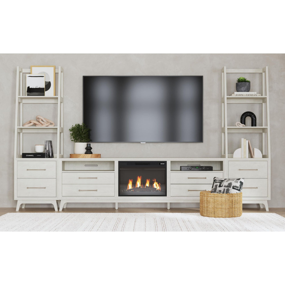 Westland 82" TV Console without Fireplace Insert in Almond – SKU LA-13000-6-TV3 | Elements
