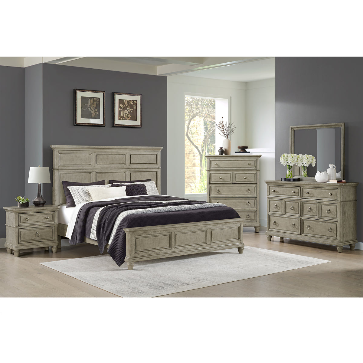 Whit-Ash Queen Panel Bed in Light Grey – SKU B-11360-3-QB | Elements
